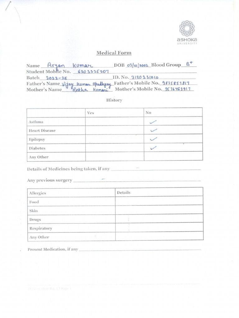 Medical Form | PDF