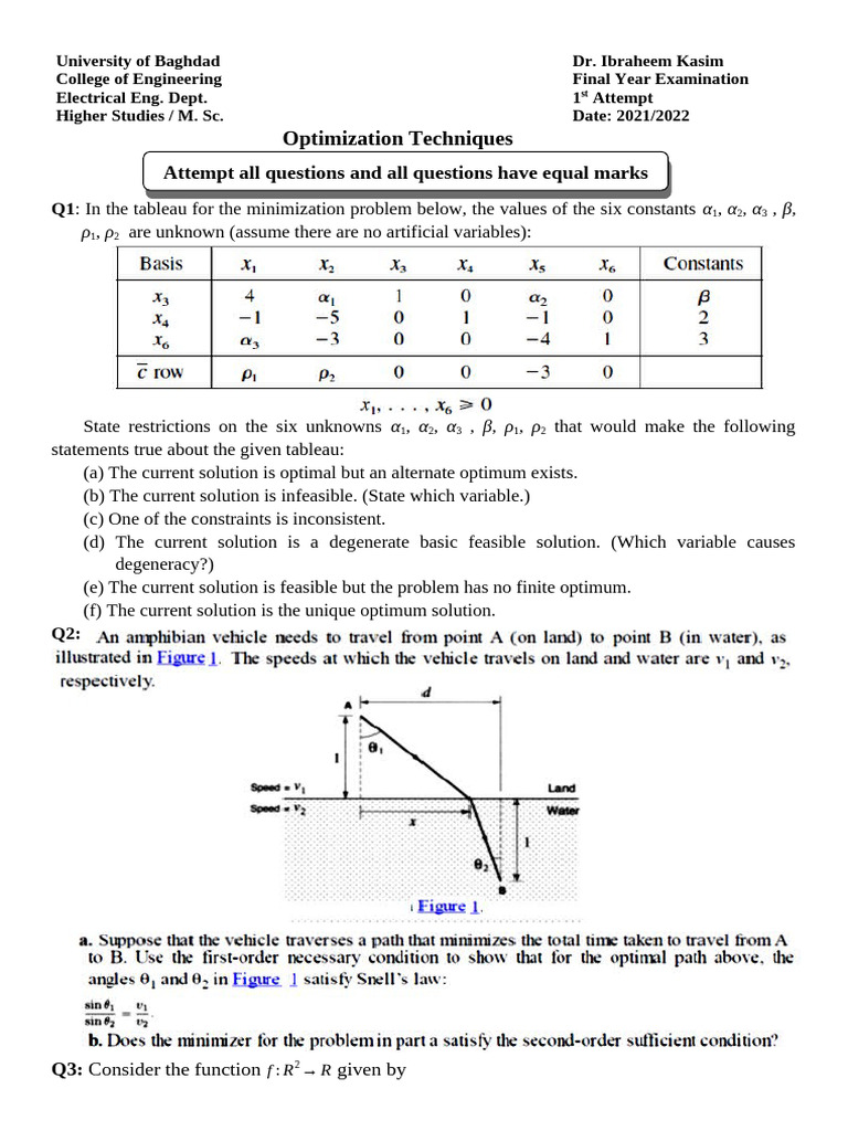 Optimization Problem Analysis and Techniques | PDF | Mathematical ...