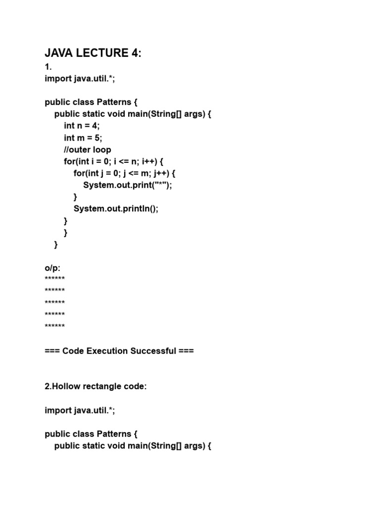 Java Patterns: Loops and Shapes | PDF | Computer Programming | Software ...