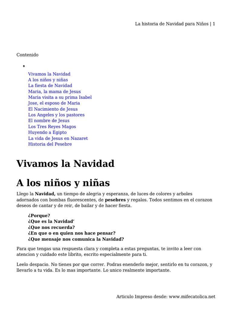 Historia de la Navidad para Niños | PDF | María, madre de Jesús | Navidad