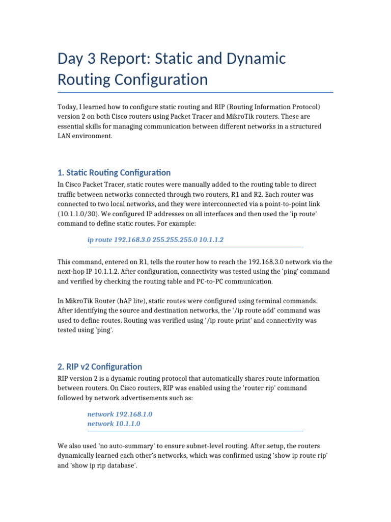 Day 3 Routing Report | PDF