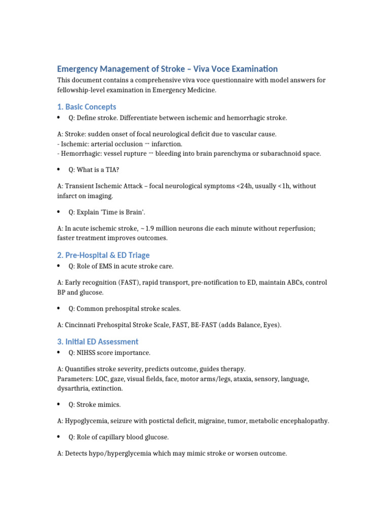 Stroke Emergency Management Guide | PDF | Stroke | Nervous System