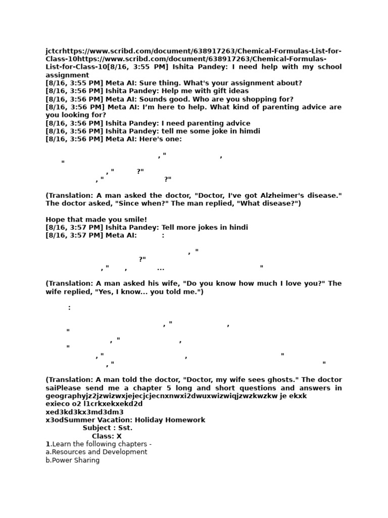 Class 10 Chemical Formulas Guide | PDF
