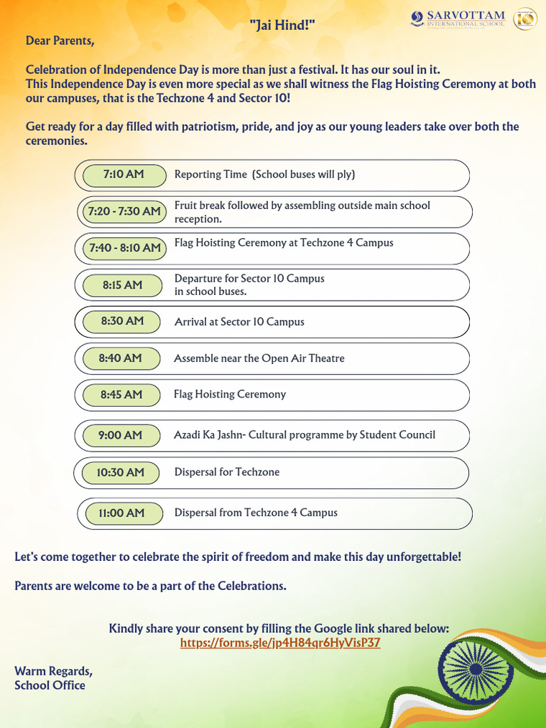 Independence Day Celebration Schedule | PDF
