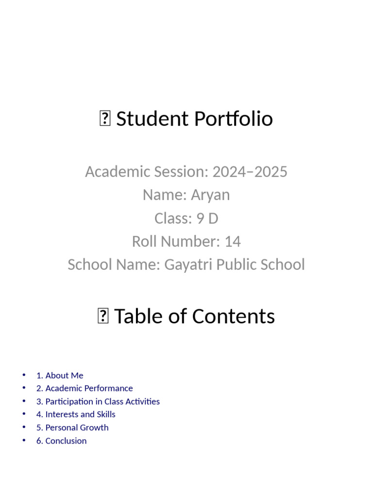 Aryan's 2024-2025 Student Portfolio | PDF