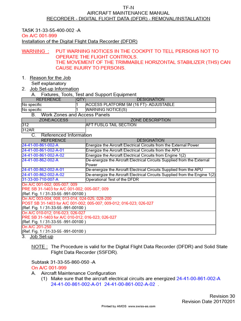 DFDR Removal and Installation Guide | PDF | Flight Recorder | Aviation