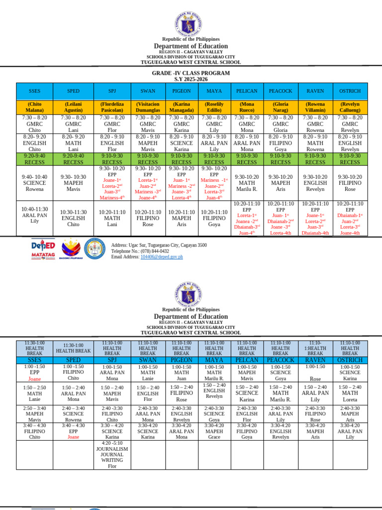 Tuguegarao West Central School Grade IV Program | PDF | Chess | Chess ...