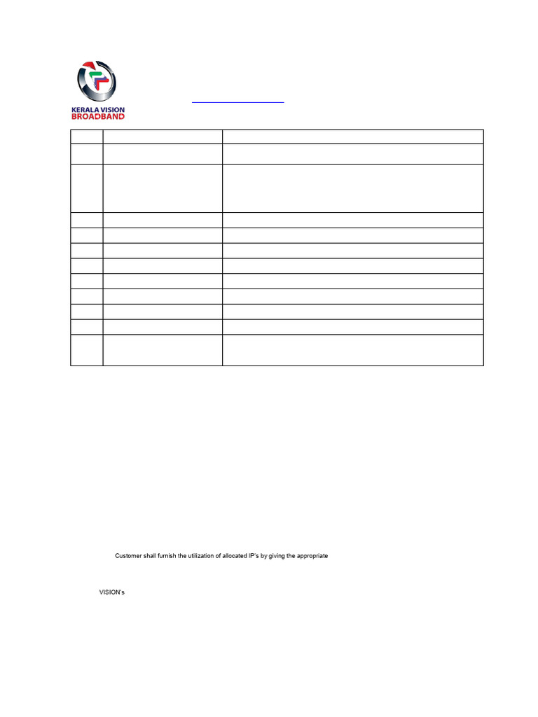 Kerala Vision Public IP Application Form | PDF | Computer Network ...