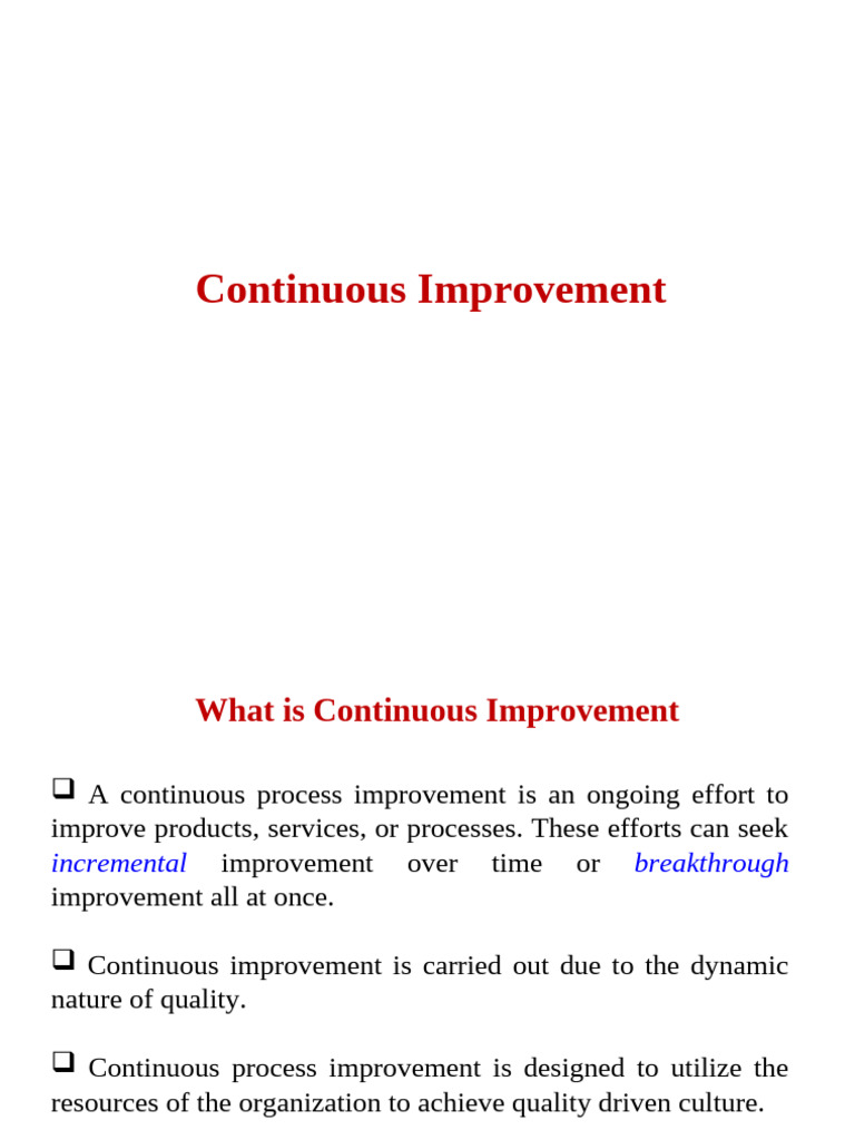 Continuous Improvement Strategies Guide | PDF | Business | Business Process