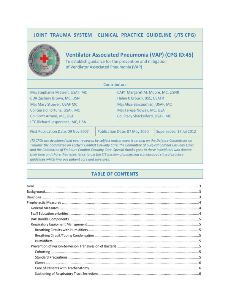 Ventilator Associated Pneumonia (VAP) 07 May 2020 ID45 | PDF | Health ...
