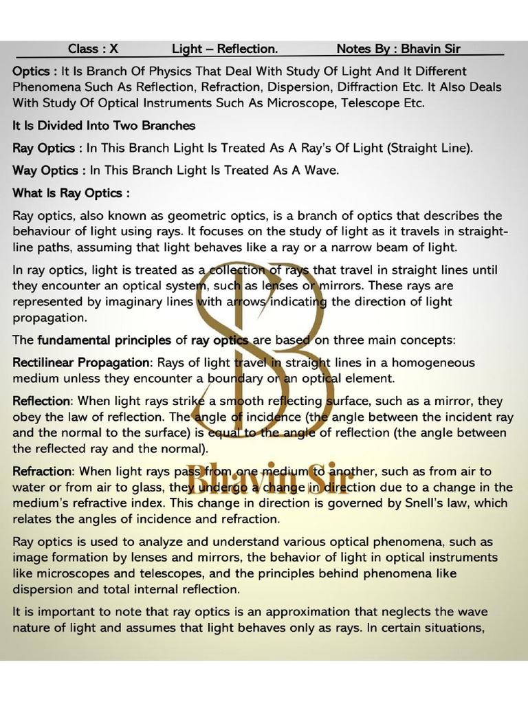 Ray Optics - Reflection | PDF