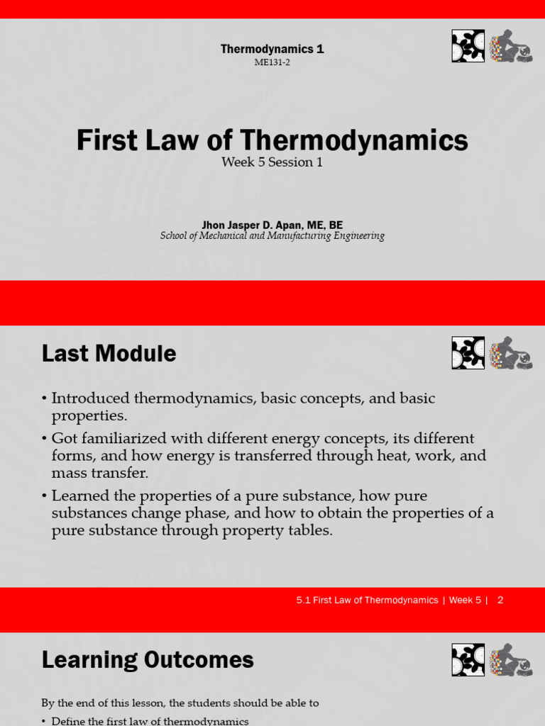 5.1 First Law of Thermodynamics | PDF | Heat Capacity | Heat