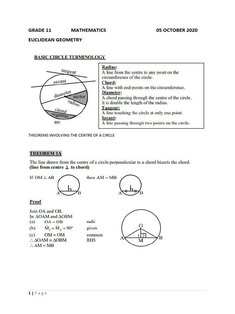 Grade 11 Euclidean Geometry 05 Oct 2020 | PDF