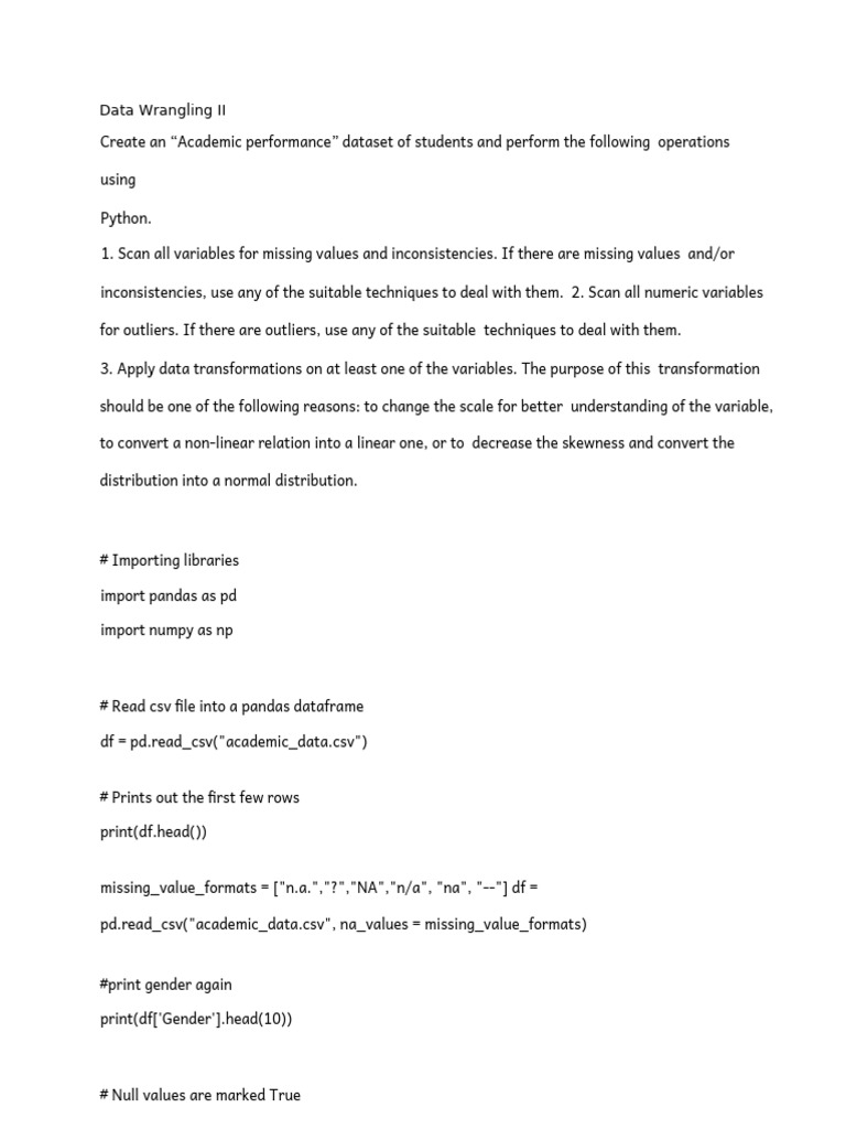 Data Wrangling for Academic Dataset | PDF | Statistics | Statistical ...