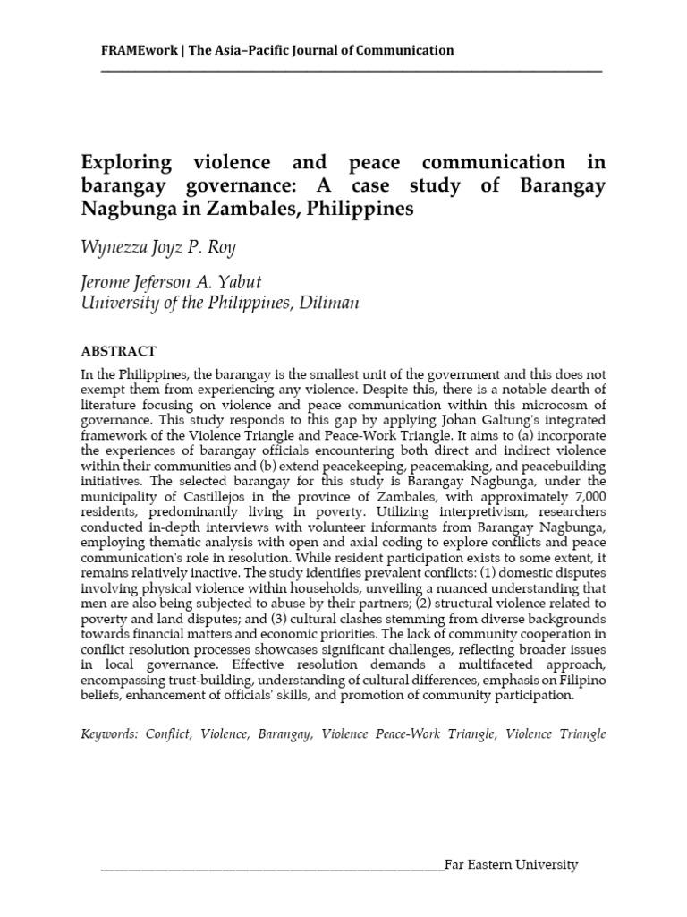 Violence and Peace in Barangay Nagbunga | PDF | Violence | Peacebuilding