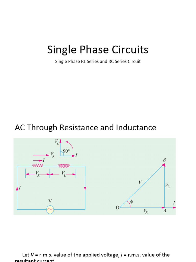 Single Phase RL and RC Circuit Analysis | PDF | Electrical Impedance ...