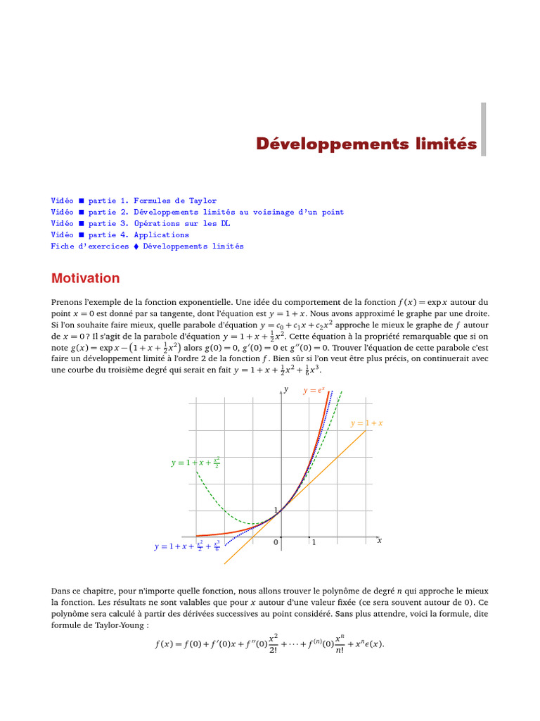 Formules de Taylor et Développements Limités | PDF | Fonction ...