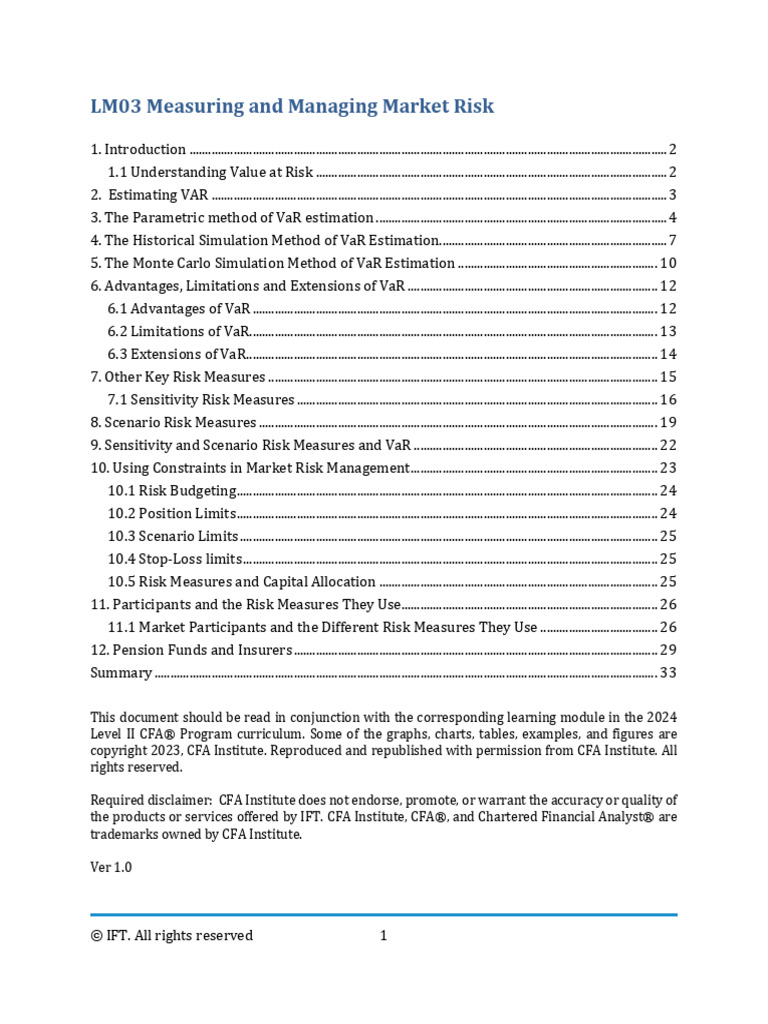 Market Risk Measurement & Management Guide | PDF | Greeks (Finance ...