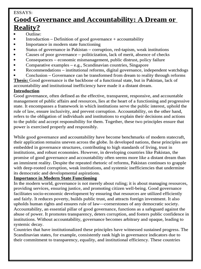 Governance and Accountability in Pakistan | PDF | Climate Change ...