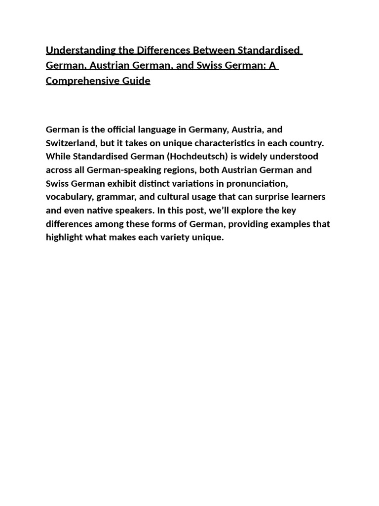 Variations in Standard German Usage | PDF | German Language | Languages
