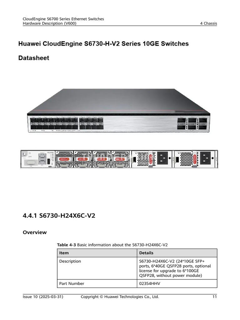 Huawei S6730-H24X6C-V2 Datasheet | PDF | Network Switch | Usb