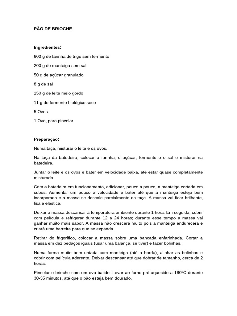 PÃO DE BRIOCHE (1) | PDF