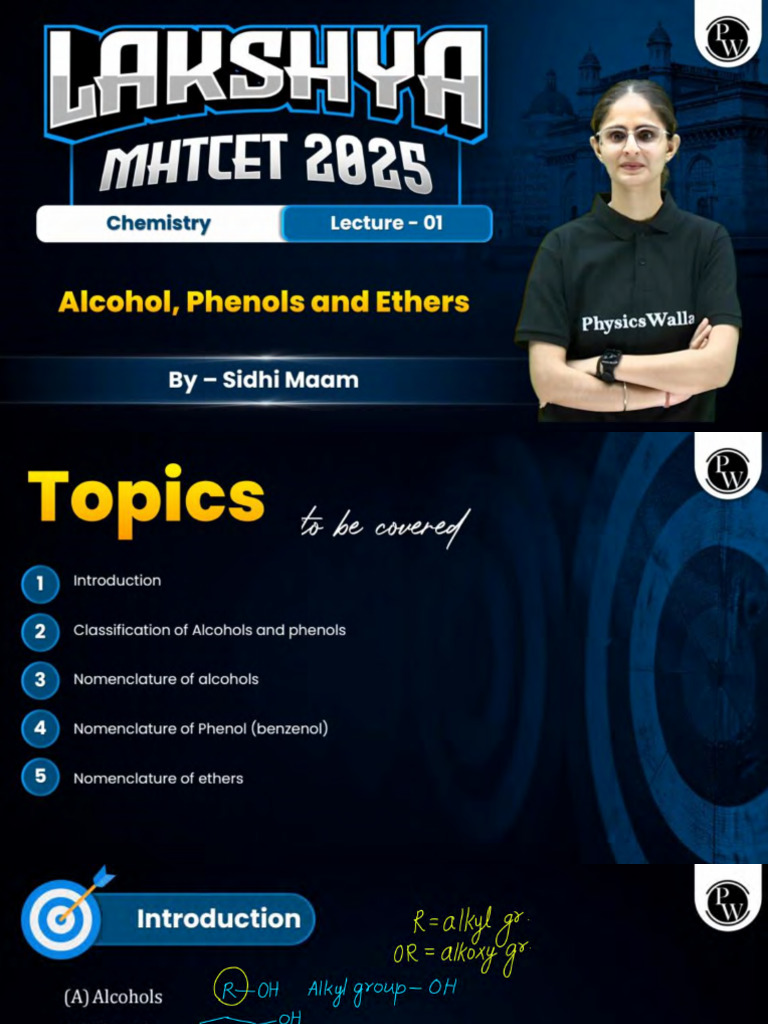 Chemistry Alcohols, Phenols and Ethers 01 Class Notes La 『 ?ᴇɢᴀᴛʀᴏɴ | PDF