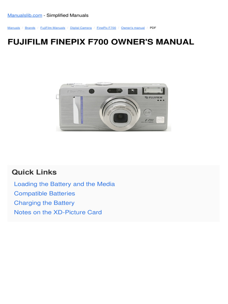 Fujifilm FinePix F700 Owner's Manual | PDF | Flash (Photography