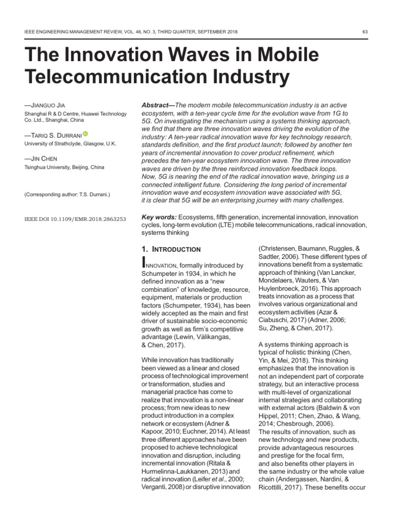Innovation Waves in Mobile Telecom | PDF | 4 G | Innovation