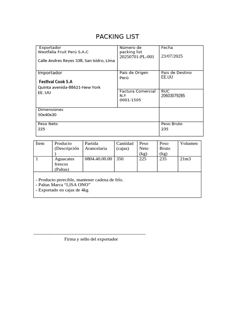 Plantilla de Packing List Detallada | PDF | Comercio | Gestión de la ...