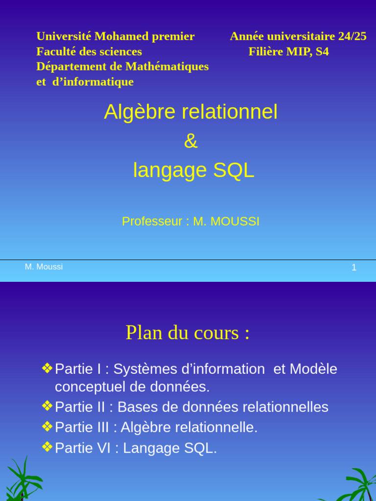 Algèbre relationnelle et SQL en MIP S4 | PDF | Bases de données | Données