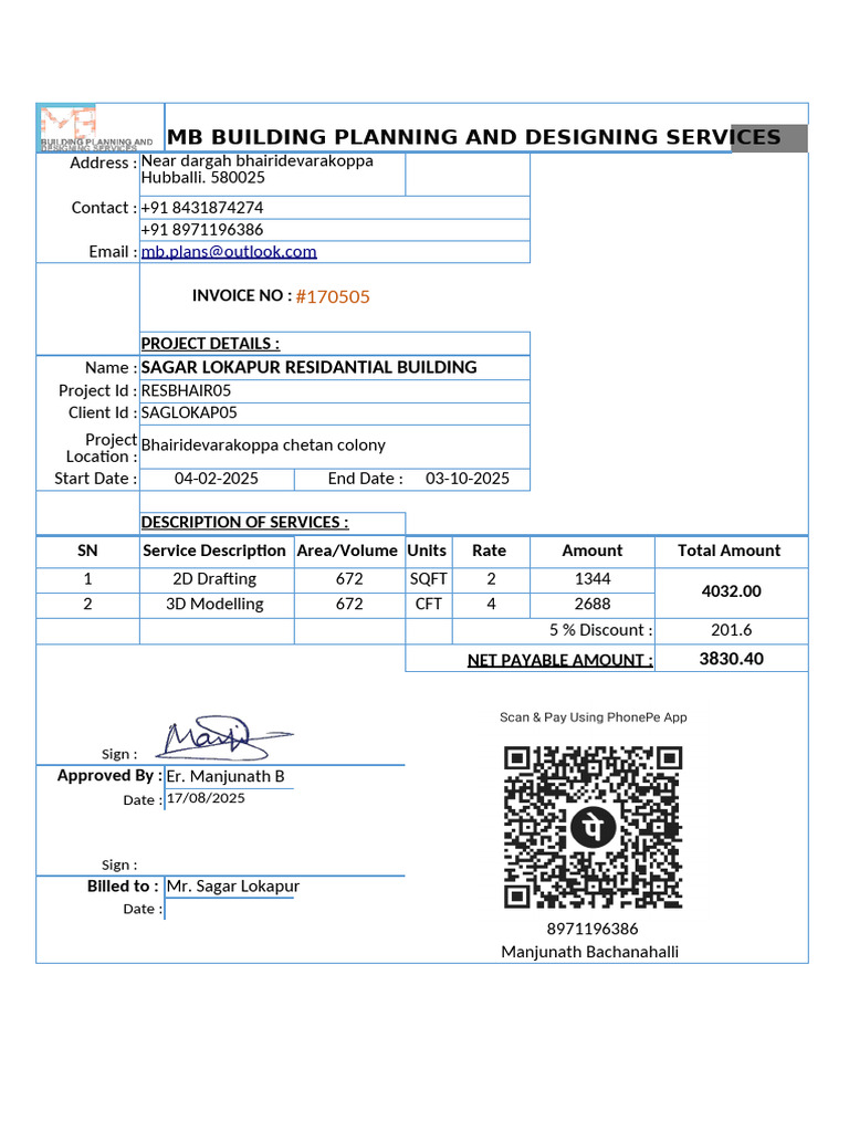MB Building Design Services Invoice | PDF