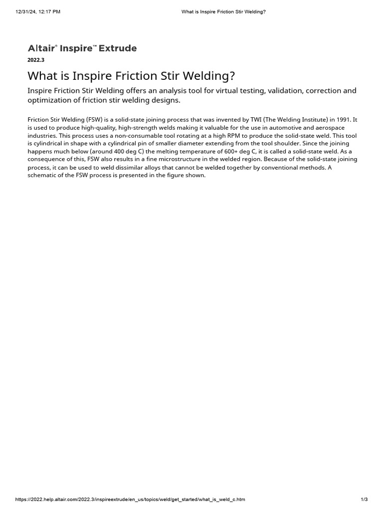 Inspire Friction Stir Welding Overview | PDF | Welding | Construction