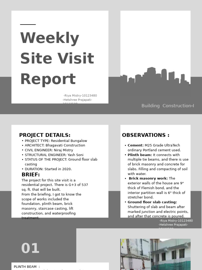 Weekly Site Visit Report | PDF | Concrete | Masonry