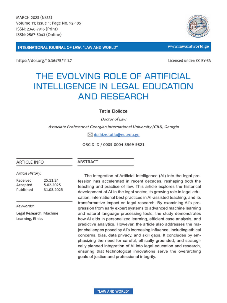 AI's Impact on Legal Education and Research | PDF | Artificial ...