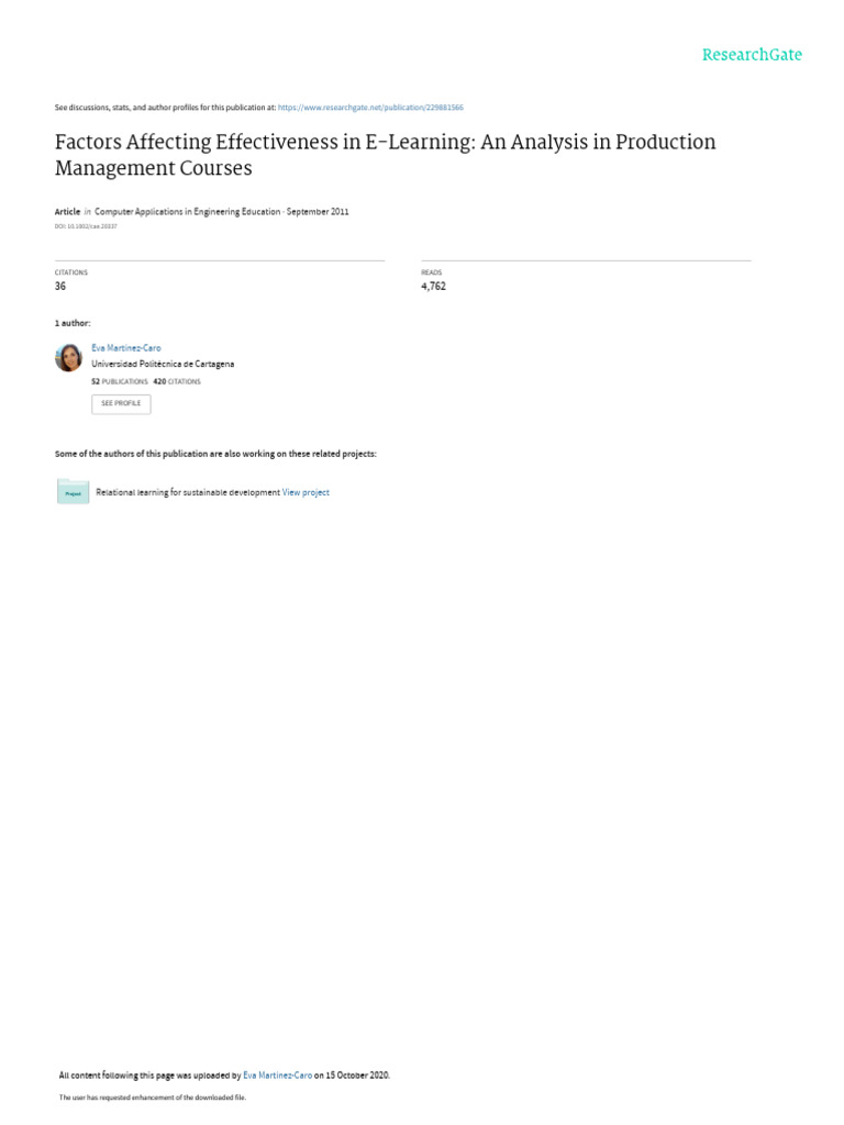 E-Learning Effectiveness in Engineering | PDF | Educational Technology ...