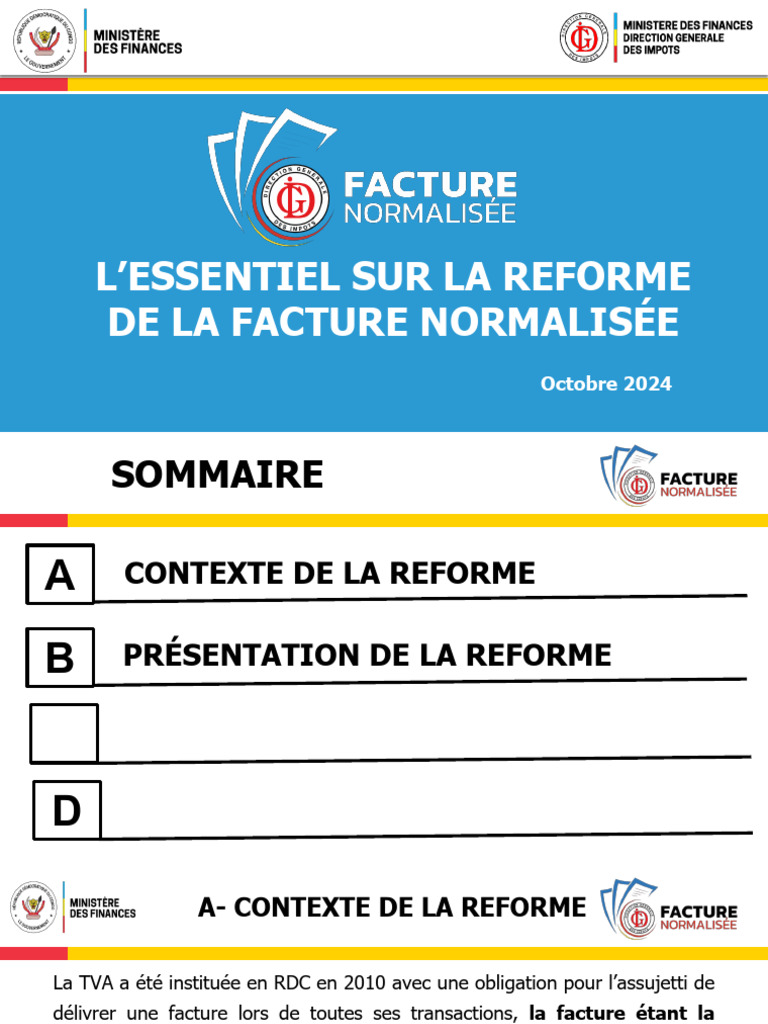 Réforme de la Facture Normalisée en RDC | PDF | Facture | Impôts