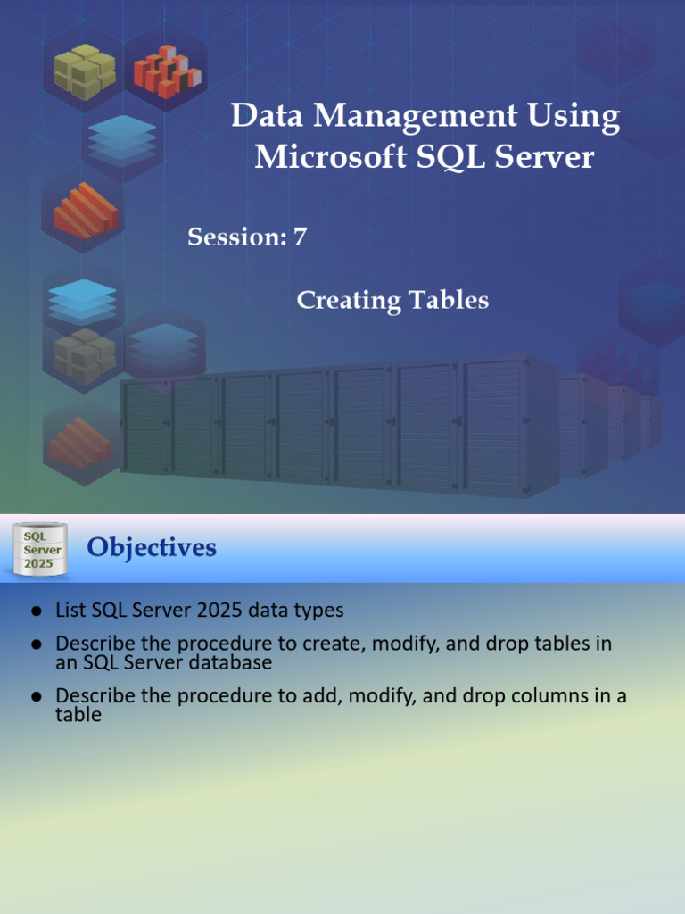 SQL Server 2025: Creating Tables Guide | PDF | Table (Database) | Sql