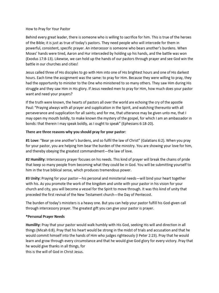 Effective Prayers for Your Pastor | PDF | Prayer | Pastor