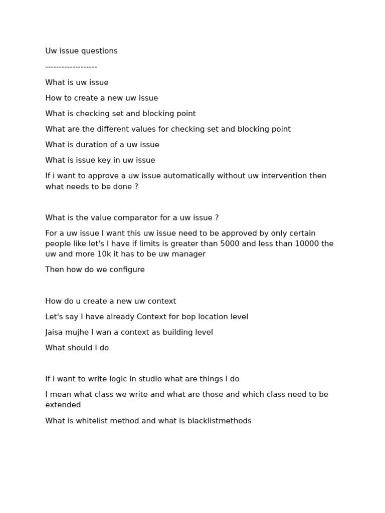 Uw Issue Questions | PDF