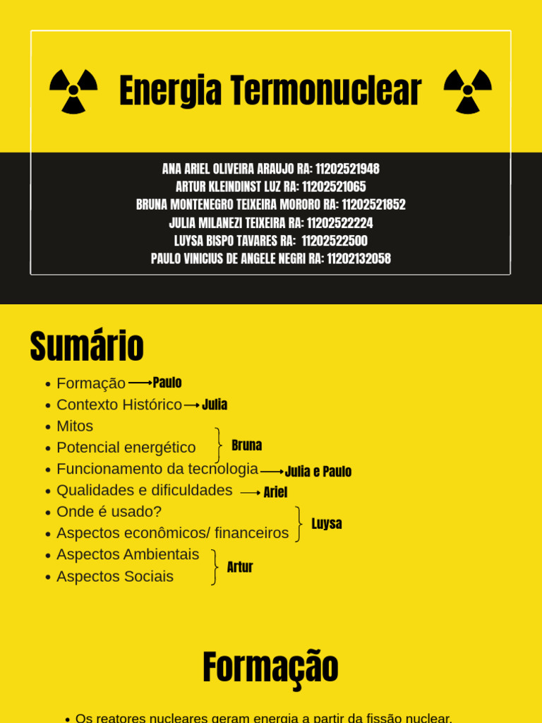 Energia Termonuclear: Funcionamento e Impactos | PDF | Reator nuclear ...