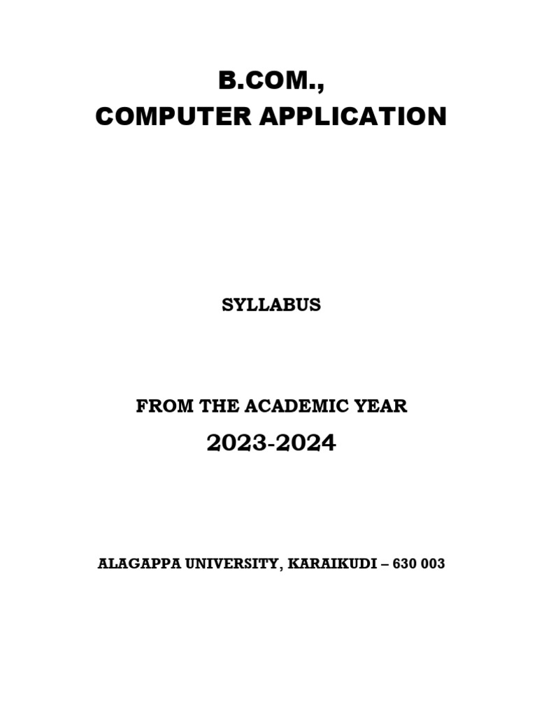 Computer Application: Syllabus | PDF | Knowledge | Cognition