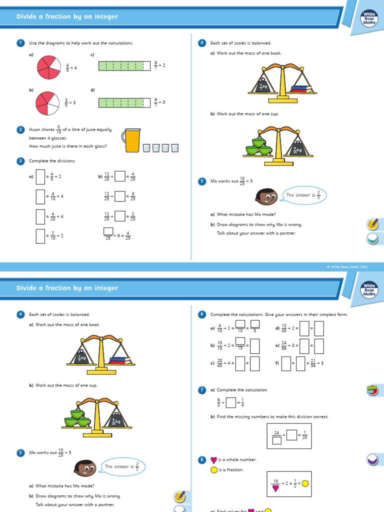 Y6 Autumn Block 4 D3 Divide A Fraction by An Integer | PDF ...