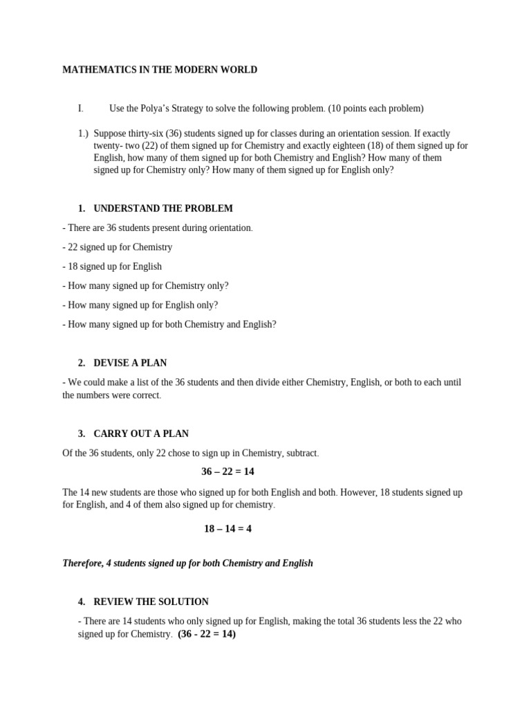 Solving Math Problems with Polya's Strategy | PDF | Mathematics