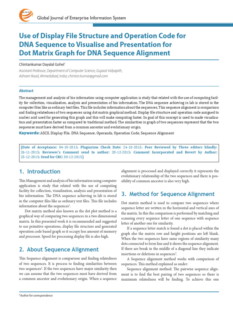 DNA Sequence Visualization with Dot Matrix | PDF | Sequence Alignment ...