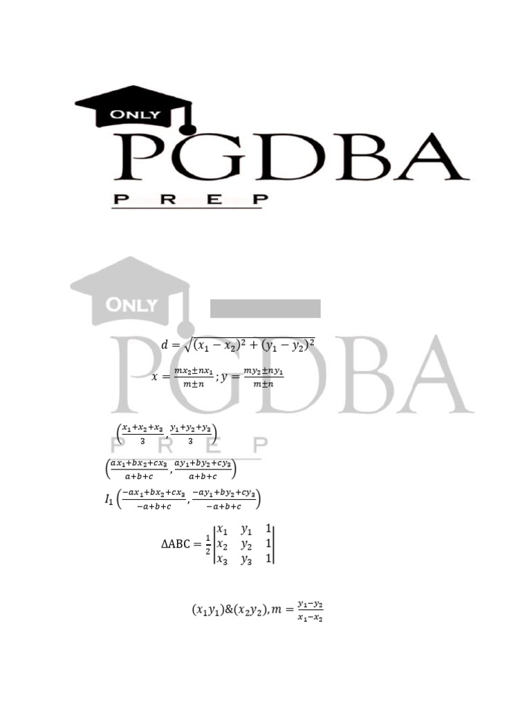 Mathematics Formulas for PGDBA Students | PDF | Euclid | Differential ...