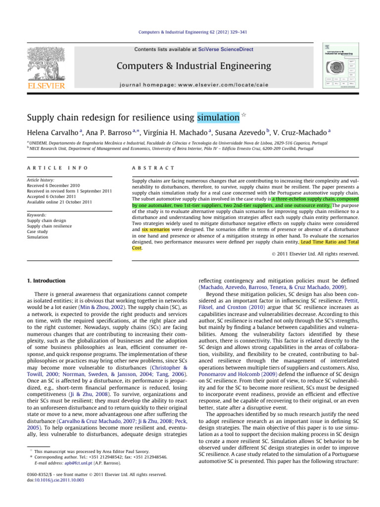 Supply Chain Resilience Simulation Study | PDF | Microsoft Excel ...