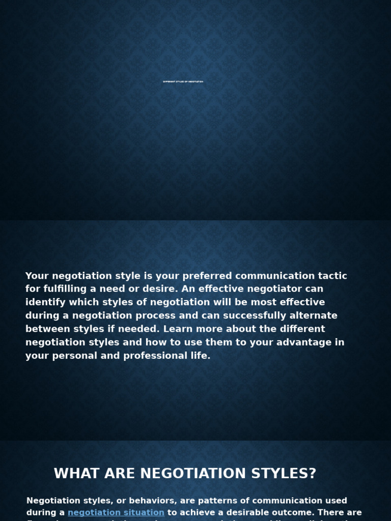 Understanding 5 Negotiation Styles | PDF | Negotiation | Communication