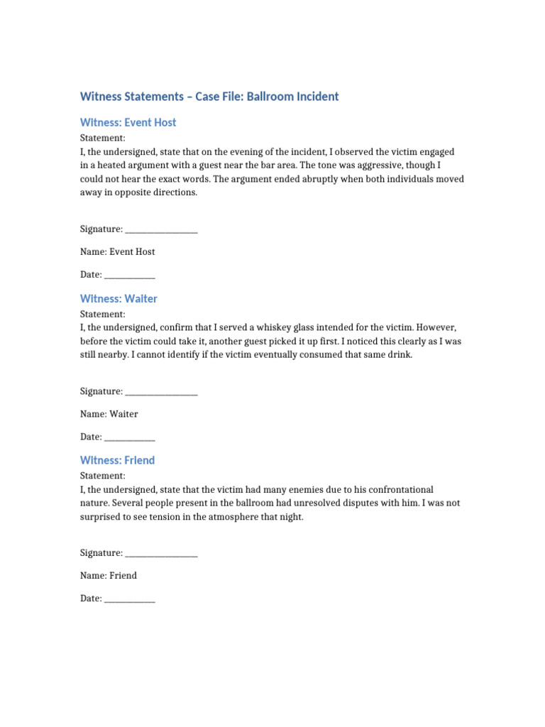 Witness Statements Ballroom Case | PDF