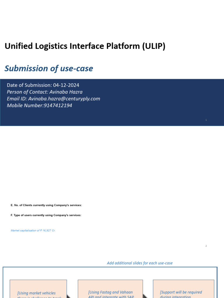 ULIP Use Case Submission for Century Plyboards | PDF | Plywood | Computing